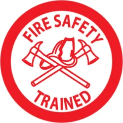 Fire Safety Trained 2" Vinyl Hard Hat Emblem - 25 Pack