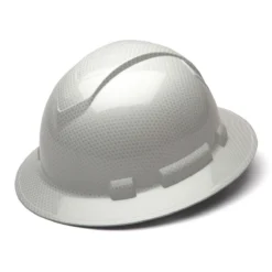 Safety Work Gear Store 29 Pyramex Ridgeline Full Brim Hard Hat 4-Point Ratchet Suspension - HP54116S - White Graphite