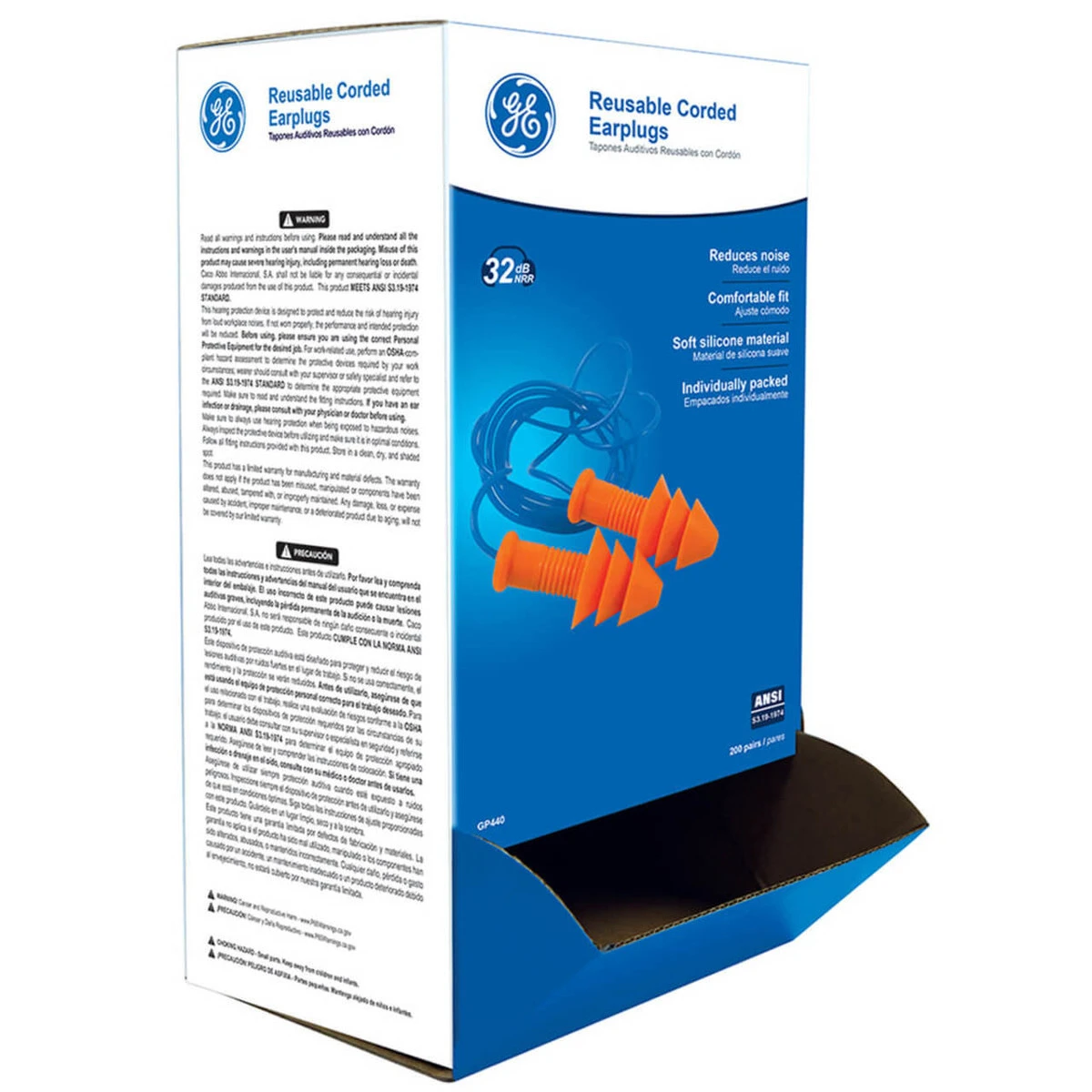 General Electric 26 dB Corded Christmas Tree Silicone Earplugs - Orange - 100 Pairs - GP440 General Electric 26 DB Corded Christmas Tree Silicone Earplugs - Orange - 100 Pairs - GP440 -Safety Work Gear Store