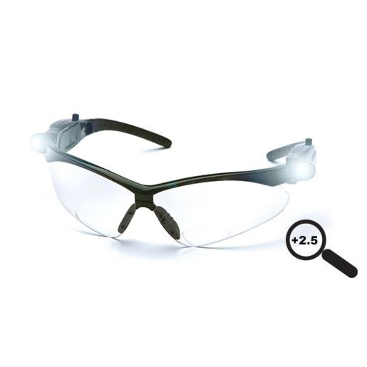 Pyramex PMXTREME Reader Safety Glasses with LED Lights - Clear Anti-Fog Lens - Black Frame Pyramex PMXTREME Reader Safety Glasses With LED Lights - Clear Anti-Fog Lens - Black Frame -Safety Work Gear Store