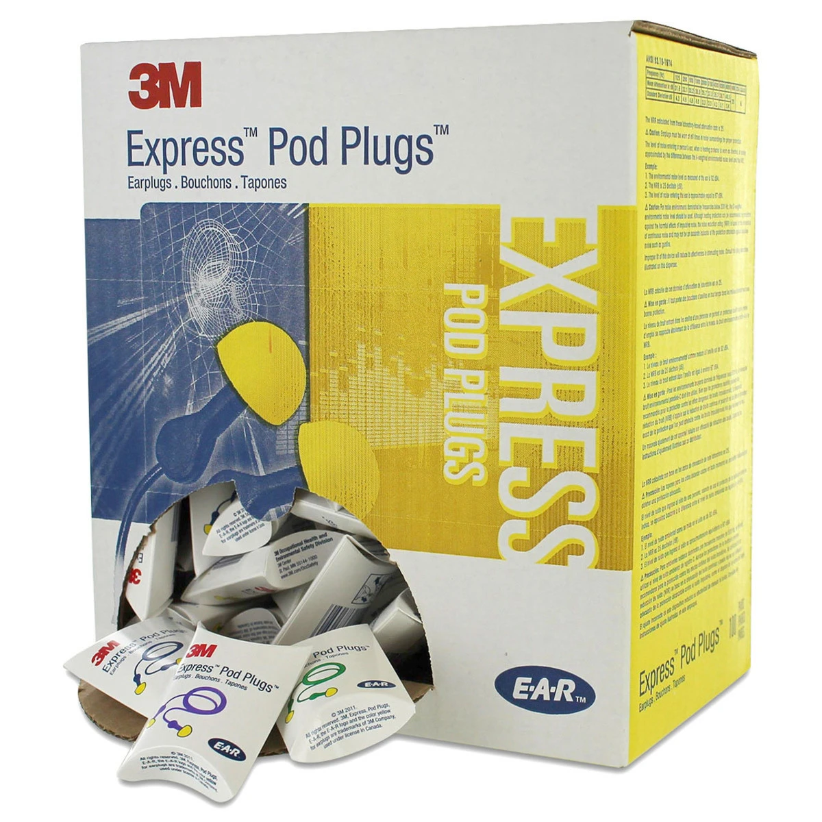 3M E-A-R EXPRESS Pod Plugs Corded Earplugs - 311-1114 - 100 pairs 3M E-A-R EXPRESS Pod Plugs Corded Earplugs - 311-1114 - 100 Pairs -Safety Work Gear Store