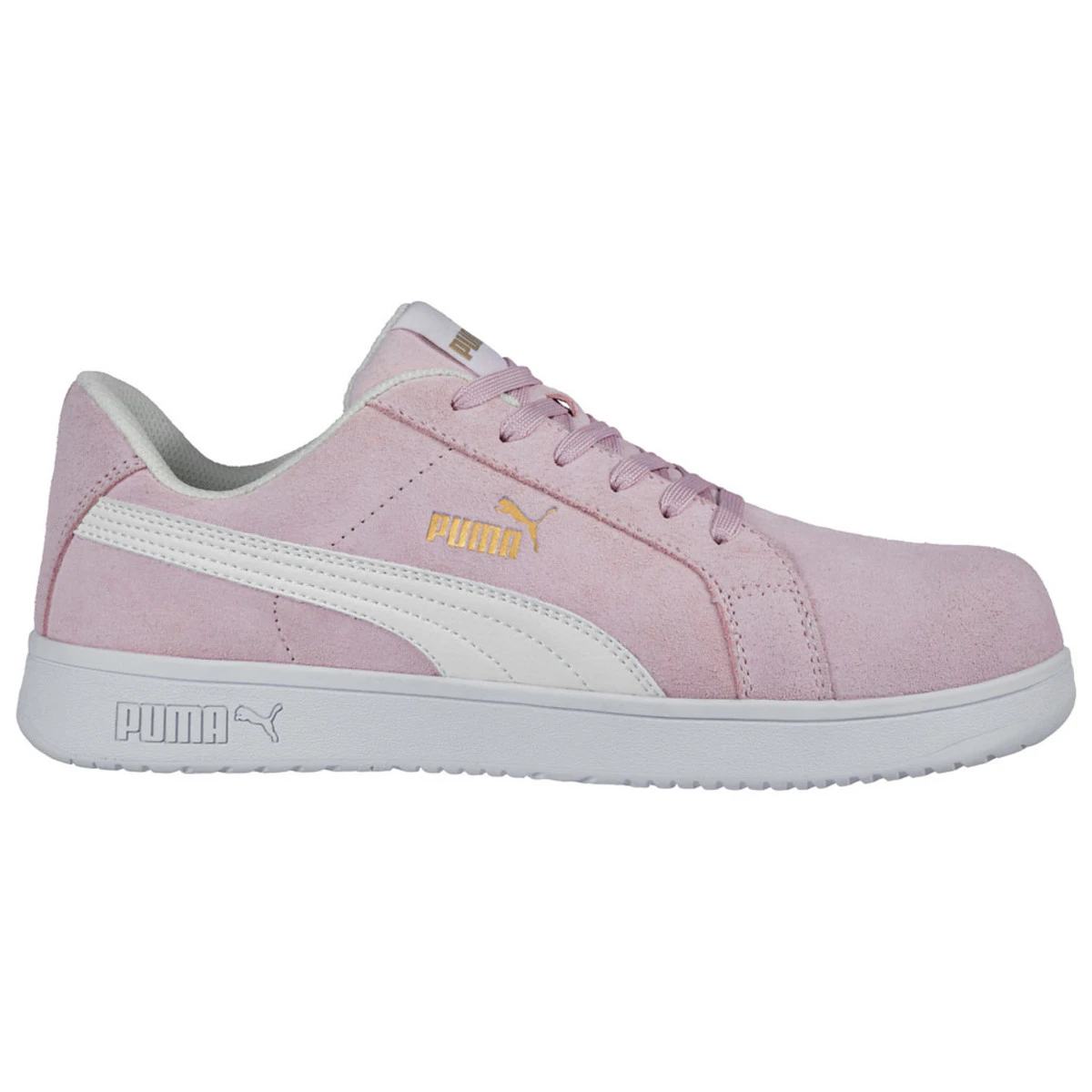 Puma Safety Women's Icon Suede Low Pink & White EH Composite Toe Shoes - 640145 Puma Safety Women's Icon Suede Low Pink & White EH Composite Toe Shoes - 640145 -Safety Work Gear Store