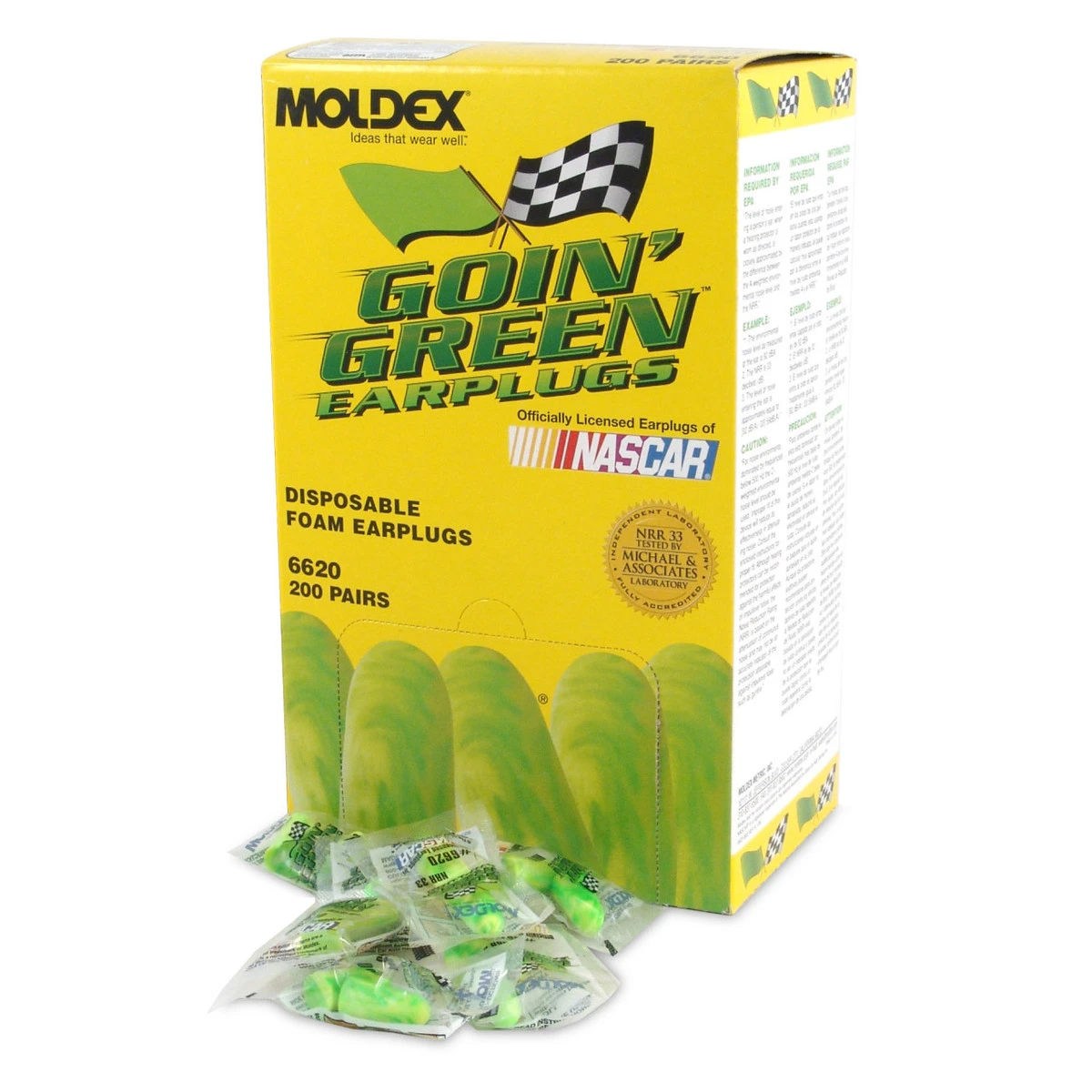 Goin' Green Disposable Earplugs NRR 33dB, USA MADE - 200 Pair Moldex Goin' Green Disposable Earplugs NRR 33dB, USA MADE - 200 Pair -Safety Work Gear Store