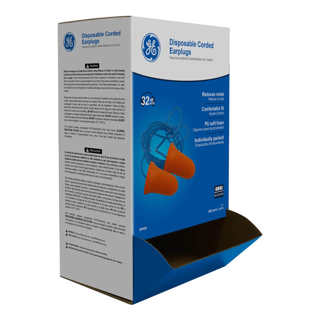 General Electric 32 dB Polyurethane Foam Bullet Earplugs - Orange - 100 Pair - GP426 General Electric 32 DB Polyurethane Foam Bullet Earplugs - Orange - 100 Pair - GP426 -Safety Work Gear Store tlgzcqsty3t7tp4hq4v9 95090.1689083021
