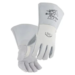 Black Stallion 750 Pearl White Premium Grain Elkskin Stick Welding Gloves With Nomex Lined Back - Single Pair