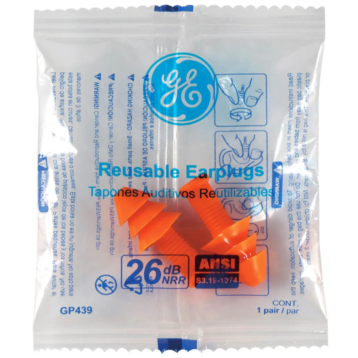General Electric 26 dB Christmas Tree Silicone Earplugs - Orange - 200 Pair - GP439 General Electric 26 DB Christmas Tree Silicone Earplugs - Orange - 200 Pair - GP439 -Safety Work Gear Store