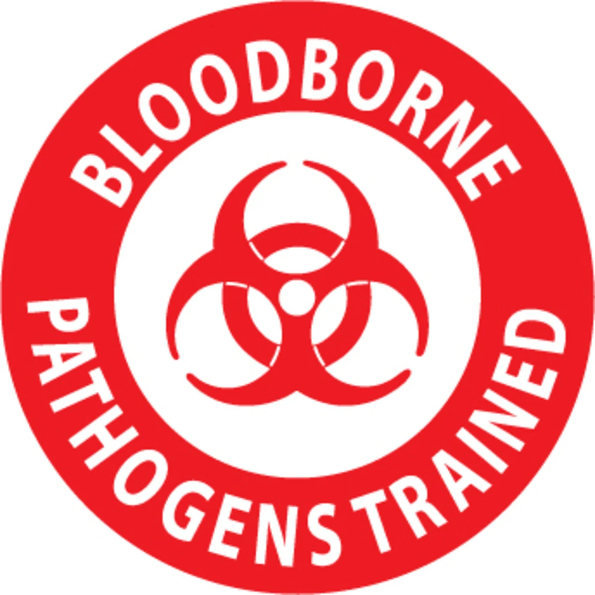 Blood Bourne Pathogens Trained 2" Vinyl Hard Hat Emblem - 25 Pack Blood Bourne Pathogens Trained 2" Vinyl Hard Hat Emblem - 25 Pack -Safety Work Gear Store