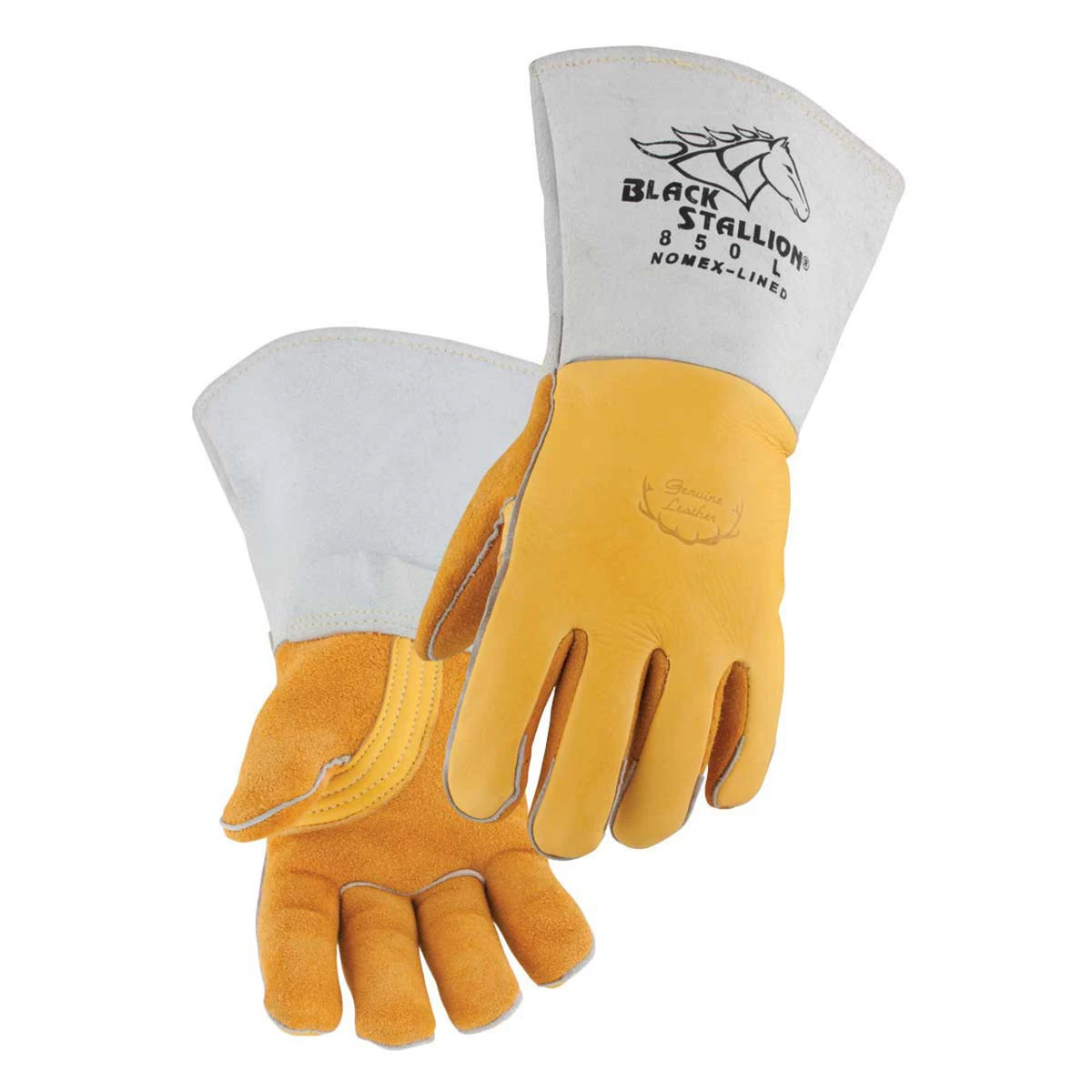 Black Stallion 850 Premium Grain Elkskin Stick Welding Gloves with Nomex Lined Back - Single Pair Black Stallion 850 Premium Grain Elkskin Stick Welding Gloves With Nomex Lined Back - Single Pair -Safety Work Gear Store